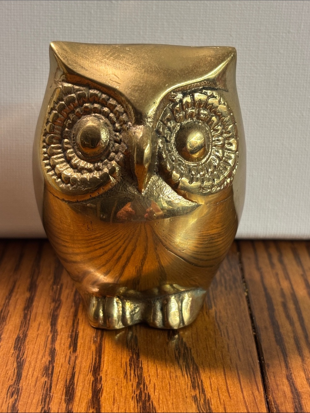 Brass Owl Figurine - Gold Decorative Accent